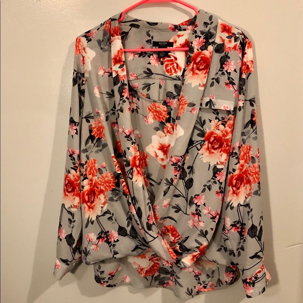Alfani woman plus faux wrap floral blouse